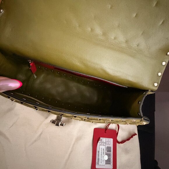 Valentino Green Suede Rockstud Bag - Picture 8 of 10